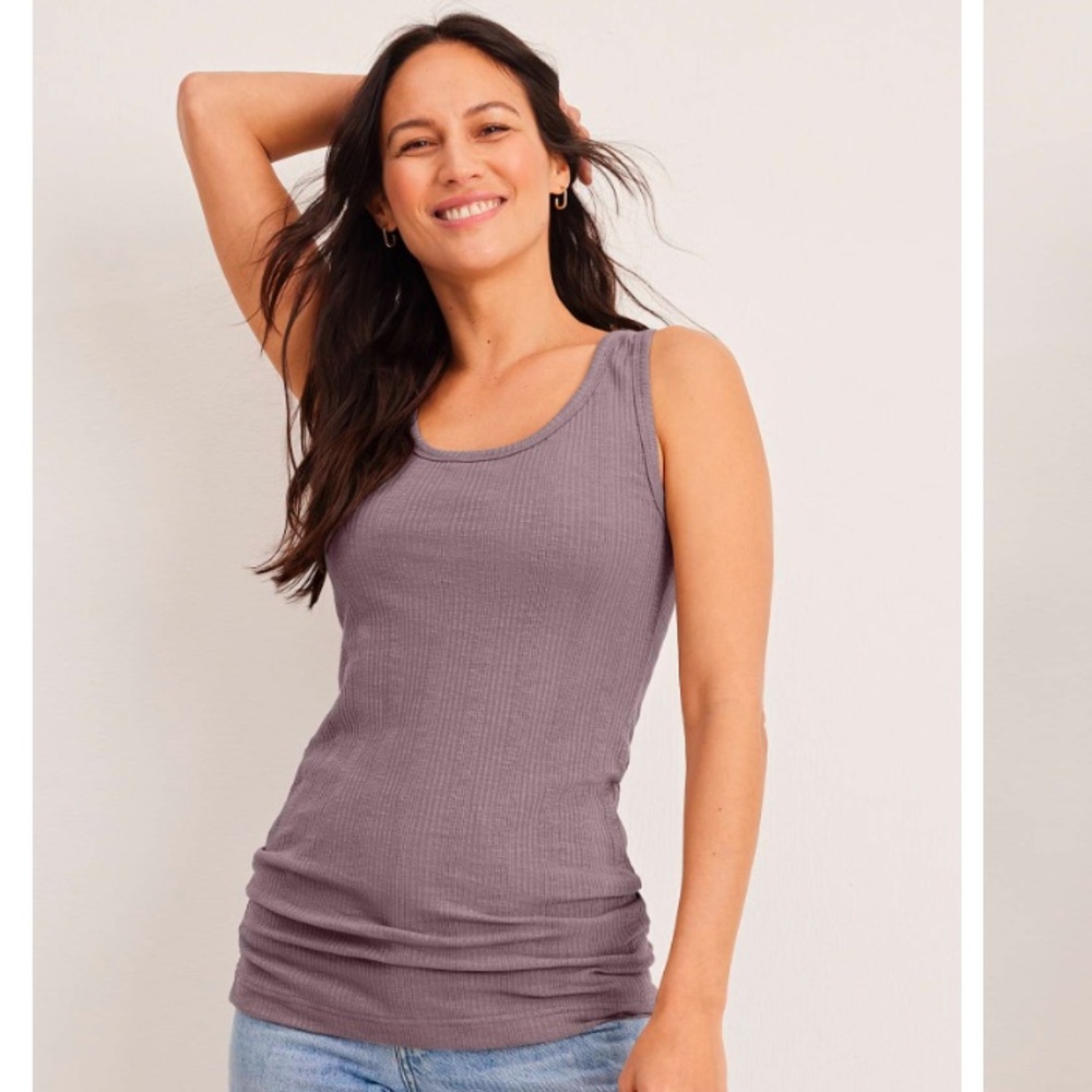 JOCKEY (XL) Stretch Knit Rib Tank, Color 448 Crystal Blue & White Ice blend, NWT - Picture 5 of 8